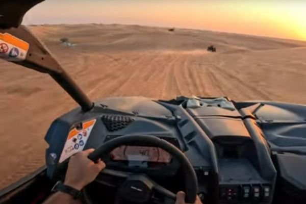 Morning buggy convoy in Dubai desert